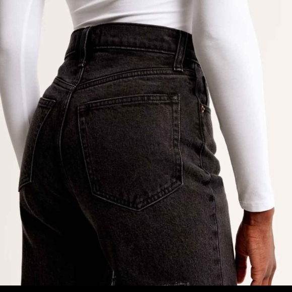 NWT Abercrombie & Fitch Women's Black 90's Straight Jeans ~6L - Picture 5 of 6